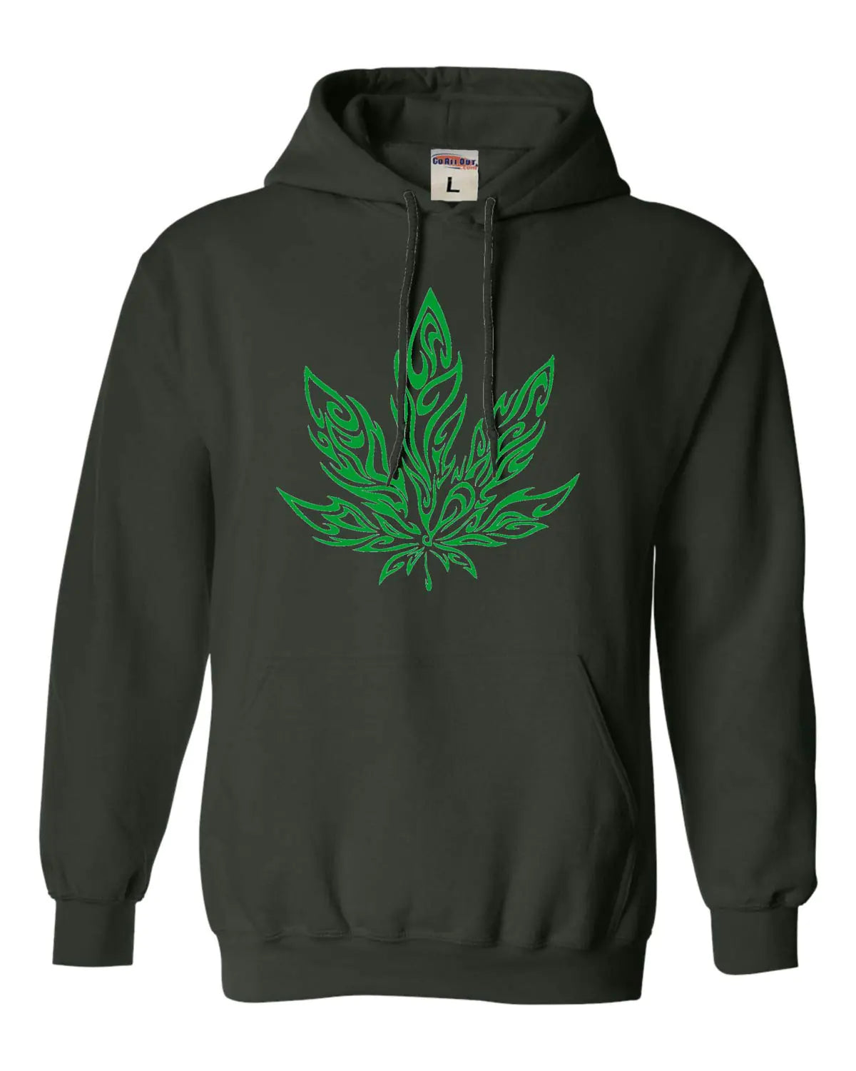Go All Out XX-Large Forest Green Mens Giant Psychedelic Pot Leaf Marijuana 420 Sweatshirt Hoodie