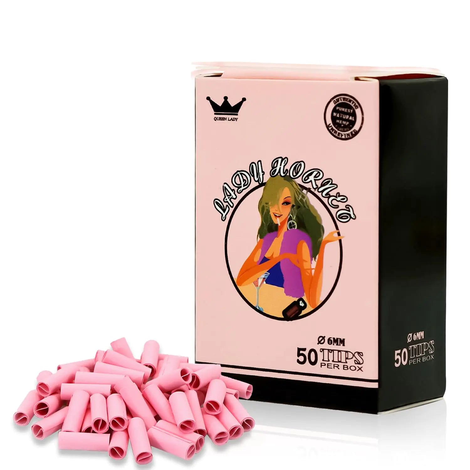 HORNET Unbleached Pre-Rolled Tips Ø6mm Pink Cigarette Rolling Filters Tip Unrefined Filter For Rolling Paper (50pcs-normal package)